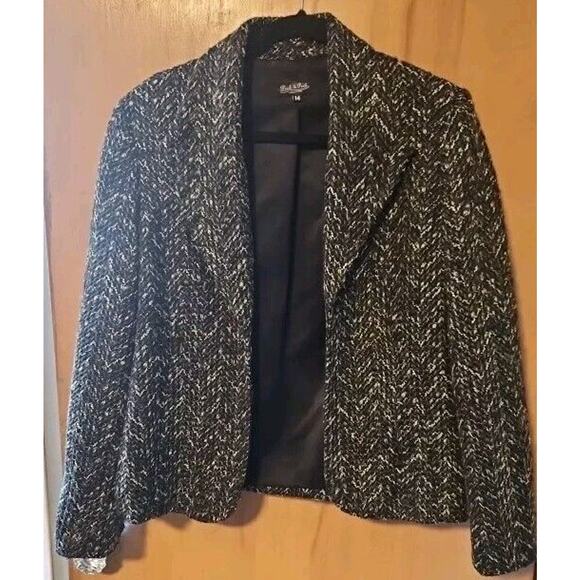 Vintage Peck & Peck Collection Herringbone Tweed Open Blazer Wom SIZE 14 Large - Picture 15 of 16